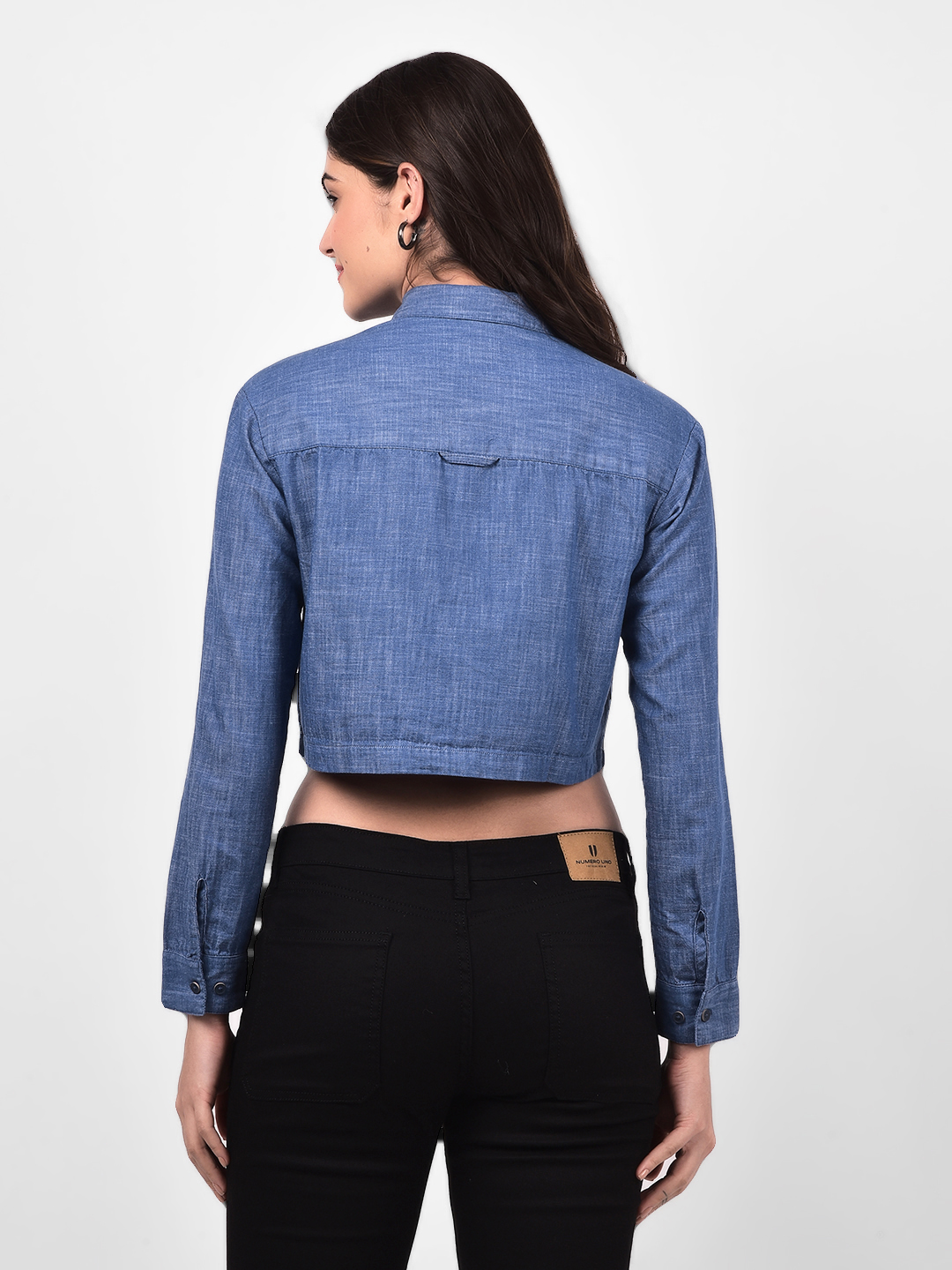 Numero Uno Women Cropped Denim Shirt